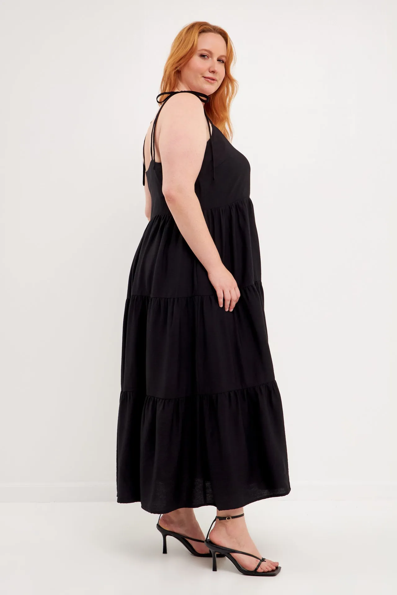 Spaghetti Tie Tiered Maxi Dress