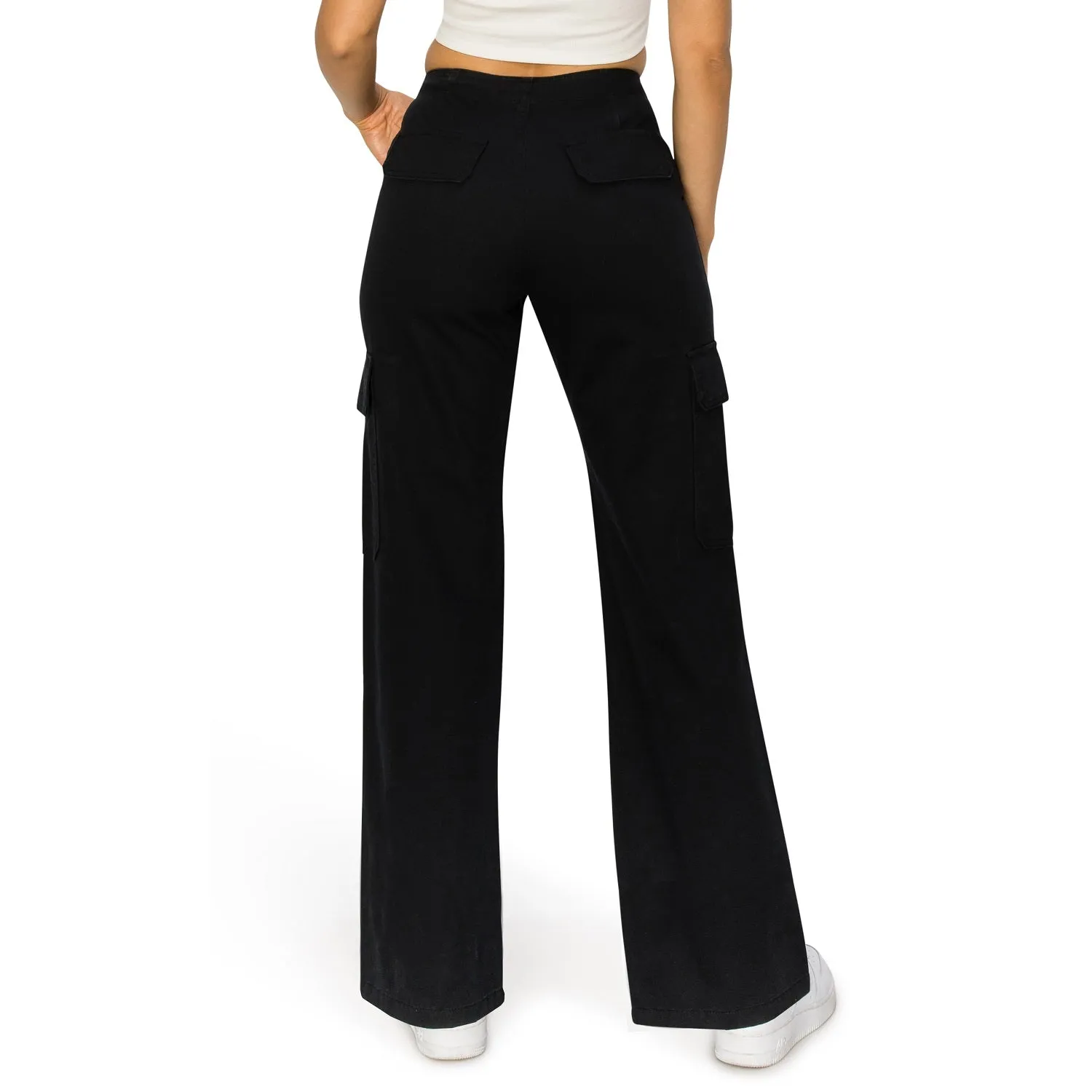 Straight Leg Cargo Pants - Black