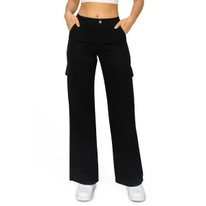 Straight Leg Cargo Pants - Black