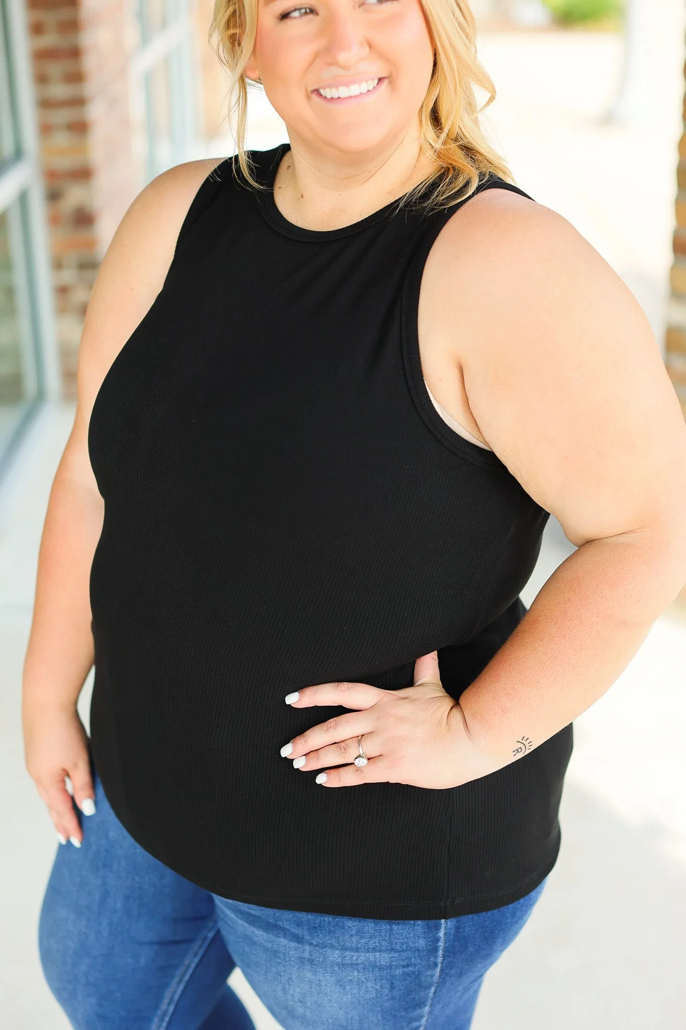 Tara Ribbed Tank - Black