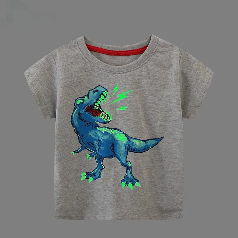 Toddler/Kid Boy's Roaring Dinosaur Glow Design T-Shirt