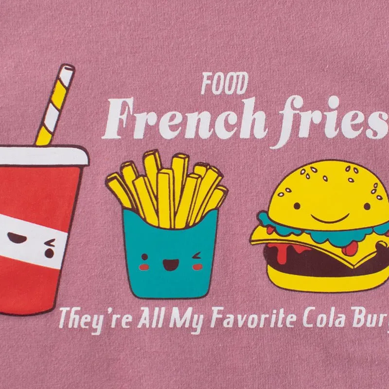 Toddler/Kid Girl's Short Sleeve Favorite Foods Print Design Pink T-Shirt