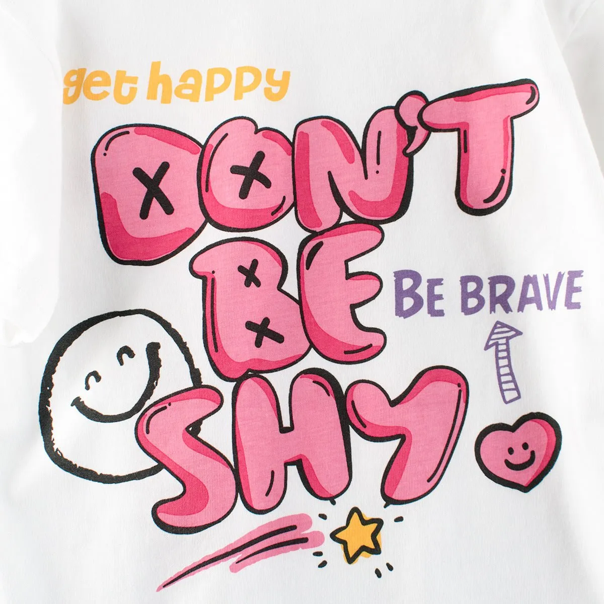 Toddler/Kid Girl's Short Sleeve "Don't Be Shy, Be Brave" Letter Print Design Tee
