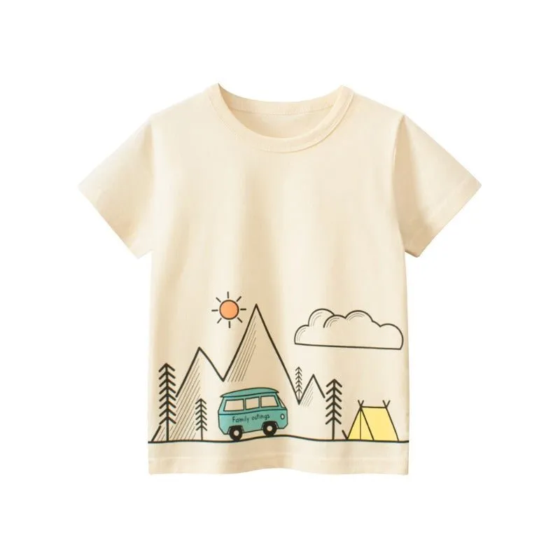 Toddler/Kid's Cartoon Camp Adventure Design T-Shirt