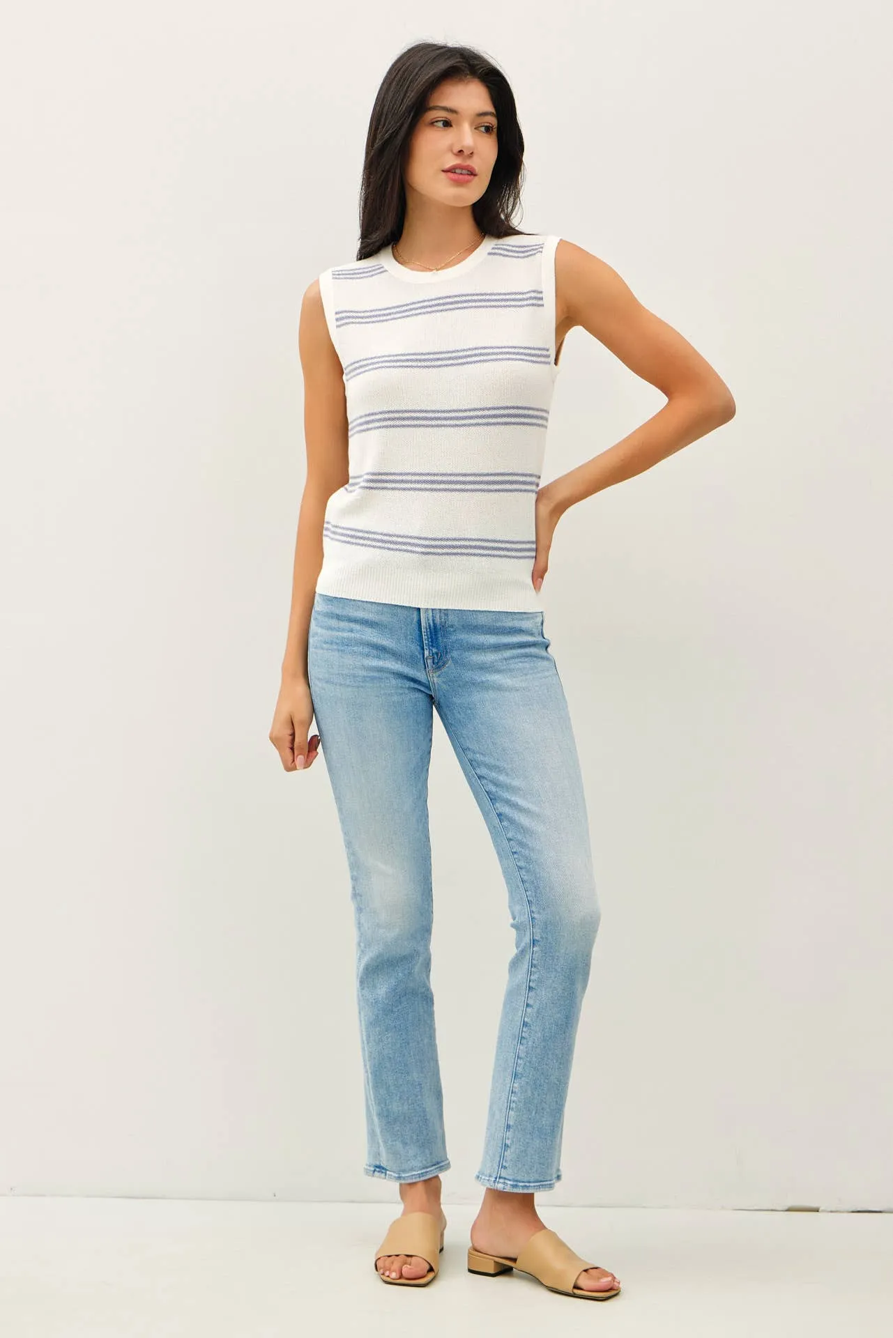 TRIPLE STRIPE SWEATER TANK