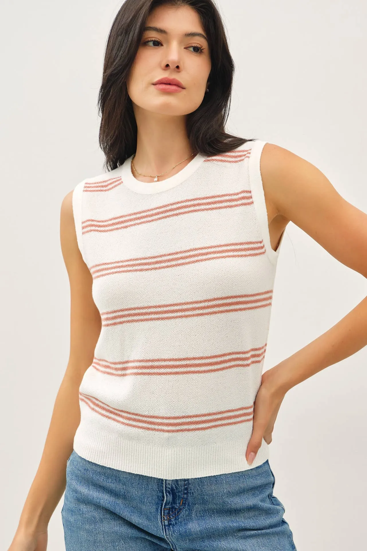 TRIPLE STRIPE SWEATER TANK