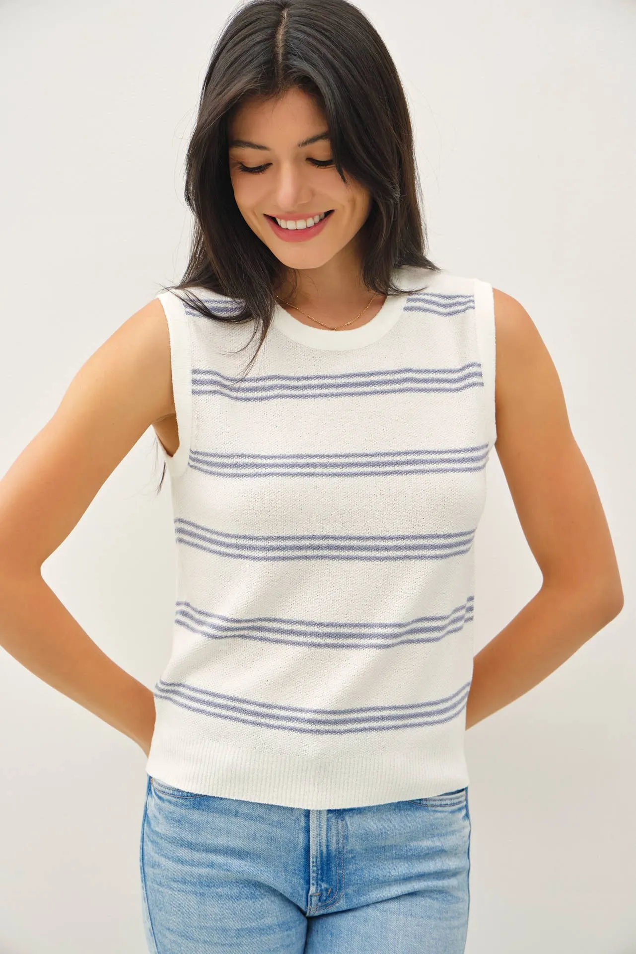 TRIPLE STRIPE SWEATER TANK