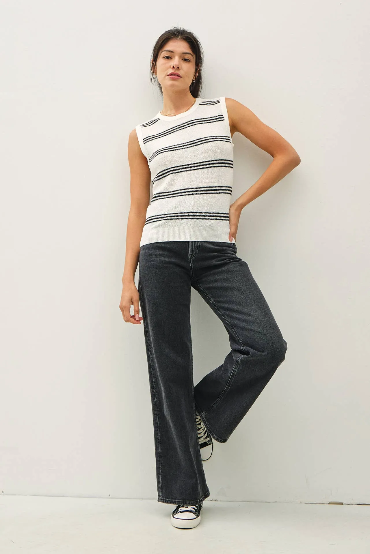 TRIPLE STRIPE SWEATER TANK