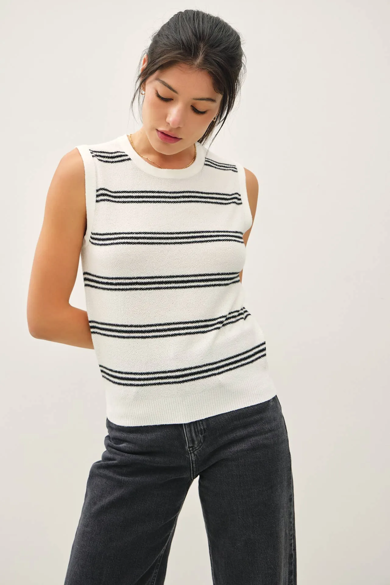 TRIPLE STRIPE SWEATER TANK