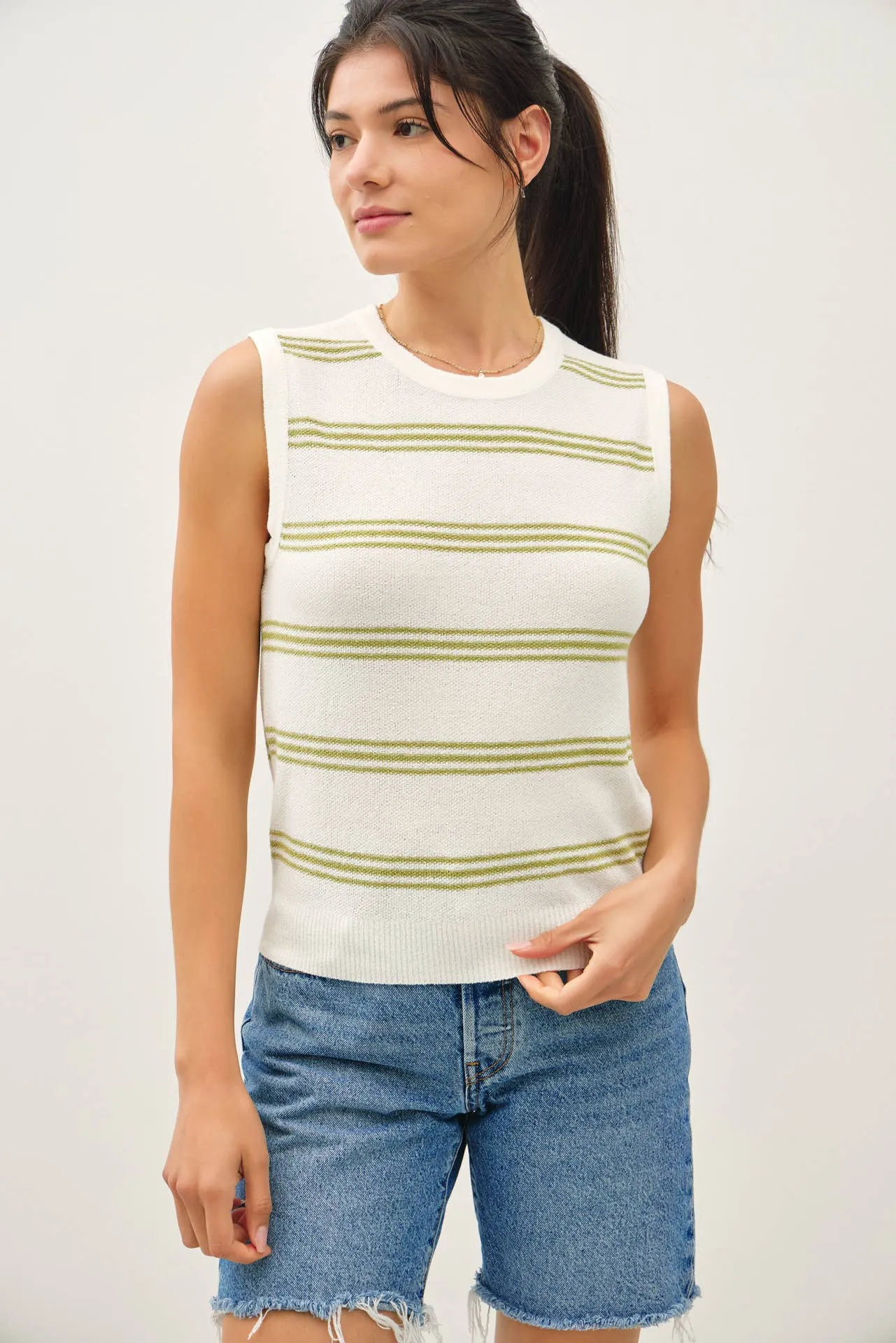 TRIPLE STRIPE SWEATER TANK
