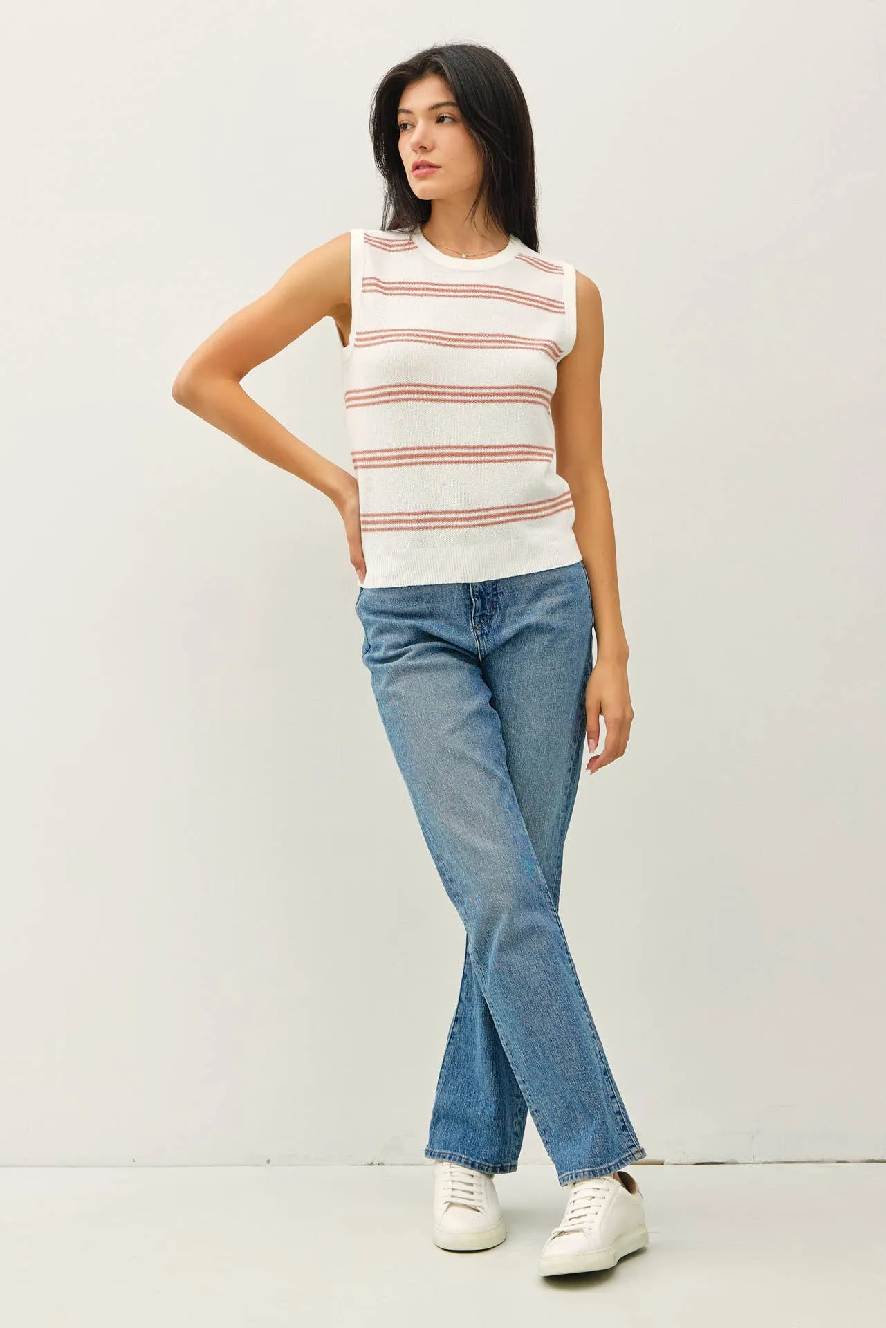 TRIPLE STRIPE SWEATER TANK