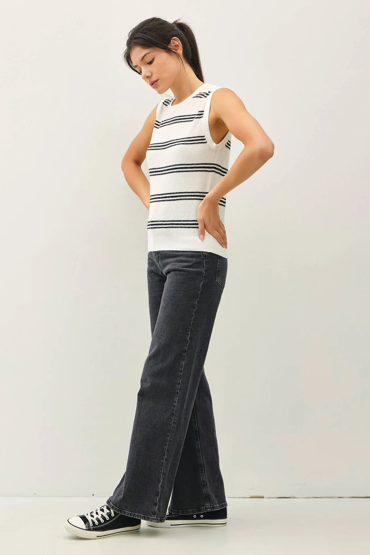 TRIPLE STRIPE SWEATER TANK