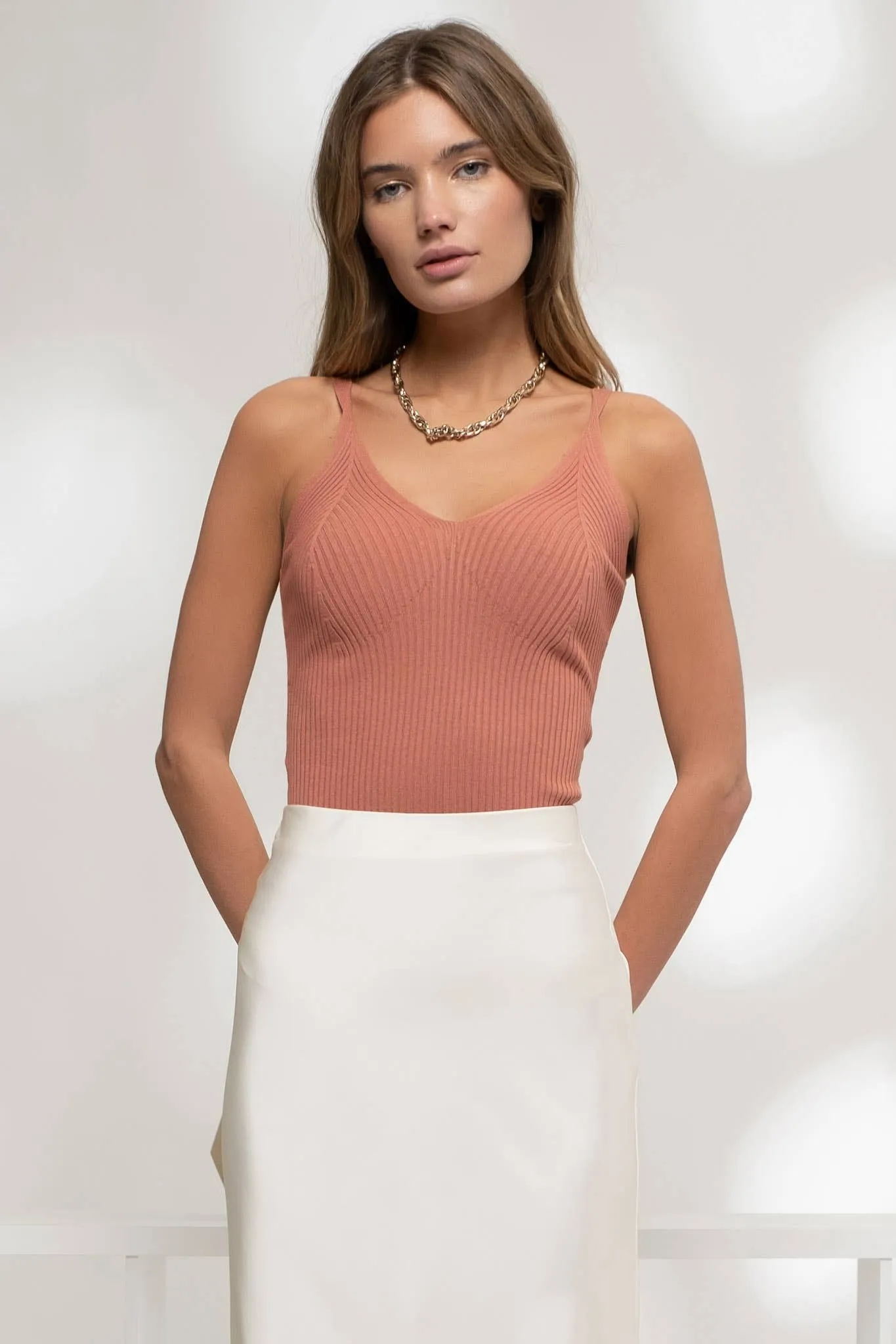 V NECK SWEATER KNIT CAMI TANK
