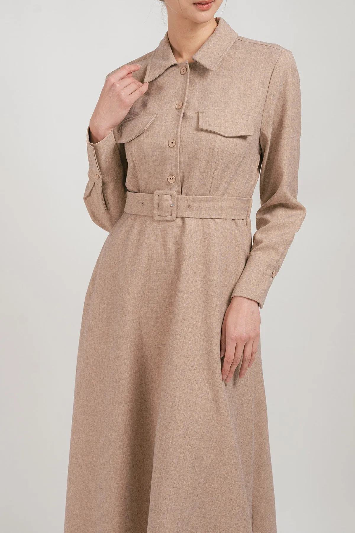 Vernitto Belted Maxi Shirt Dress