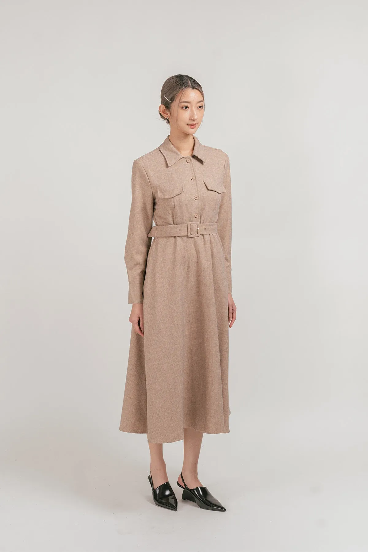 Vernitto Belted Maxi Shirt Dress