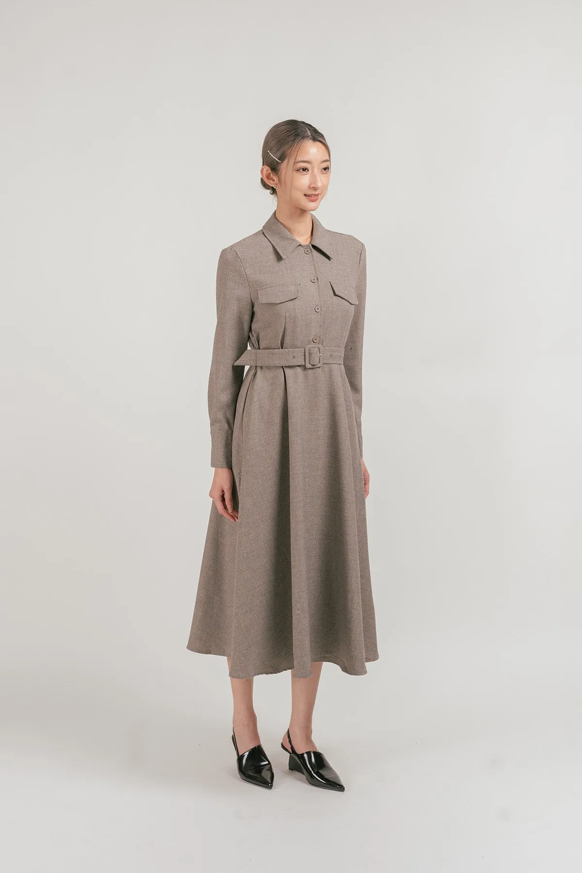 Vernitto Belted Maxi Shirt Dress
