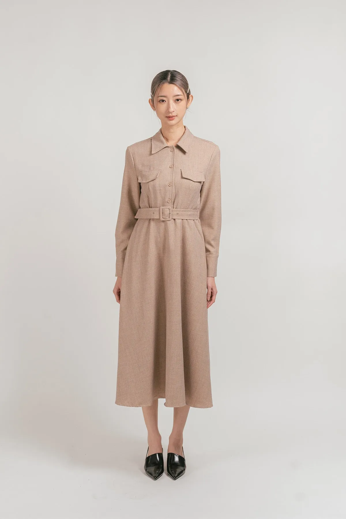 Vernitto Belted Maxi Shirt Dress