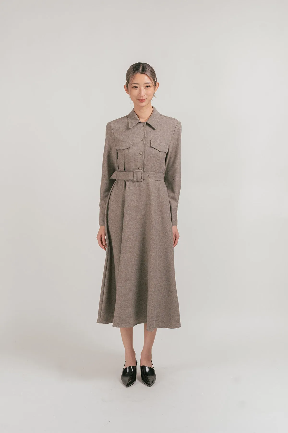 Vernitto Belted Maxi Shirt Dress