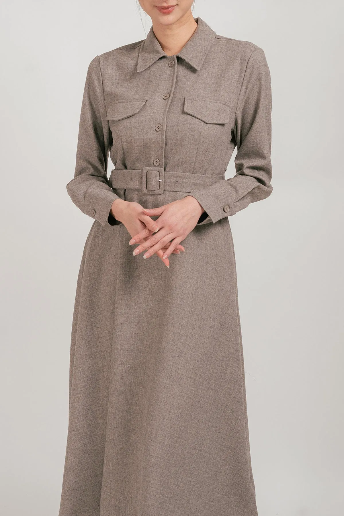 Vernitto Belted Maxi Shirt Dress