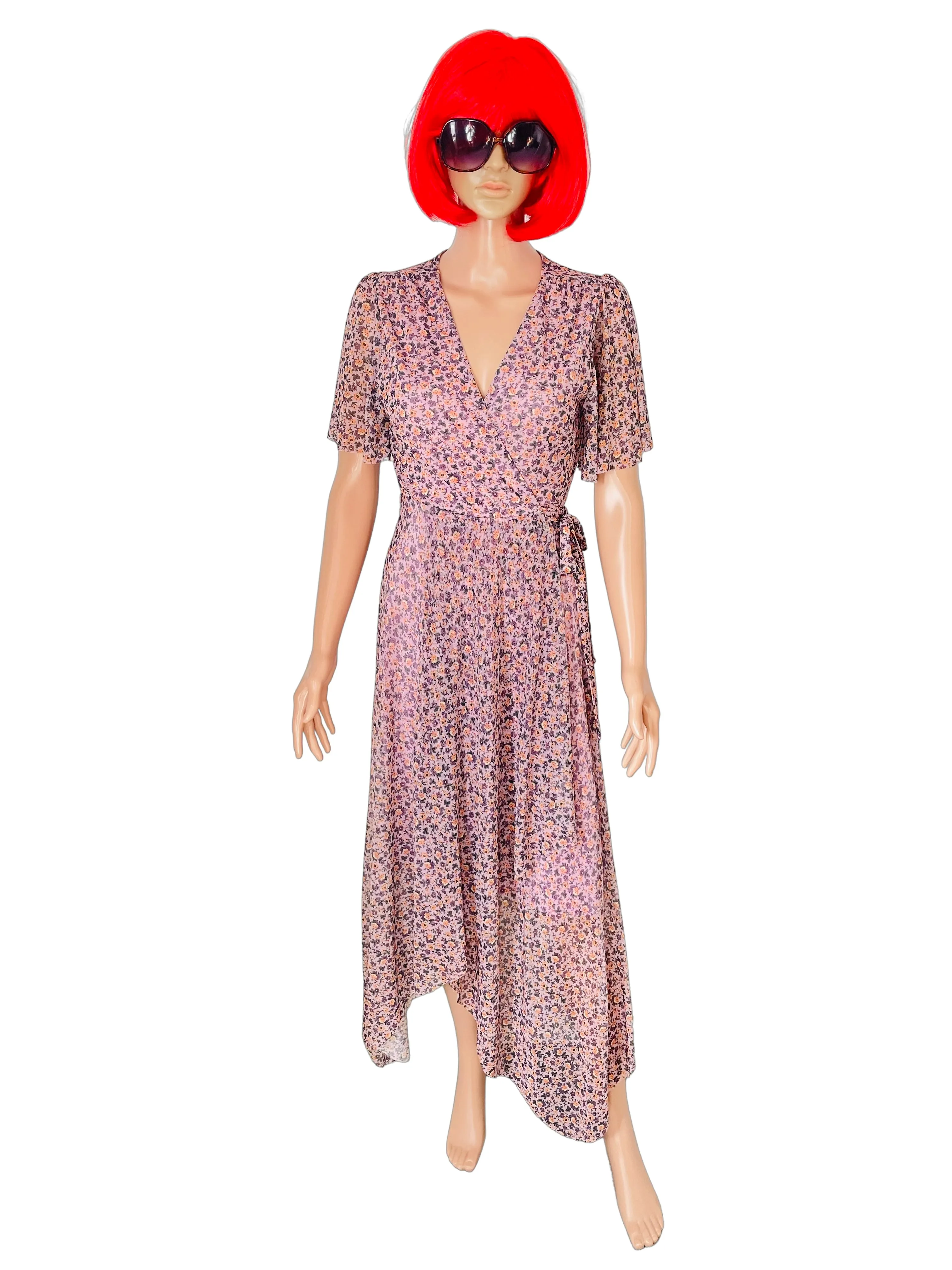 Vintage print maxi tea dress Size 8