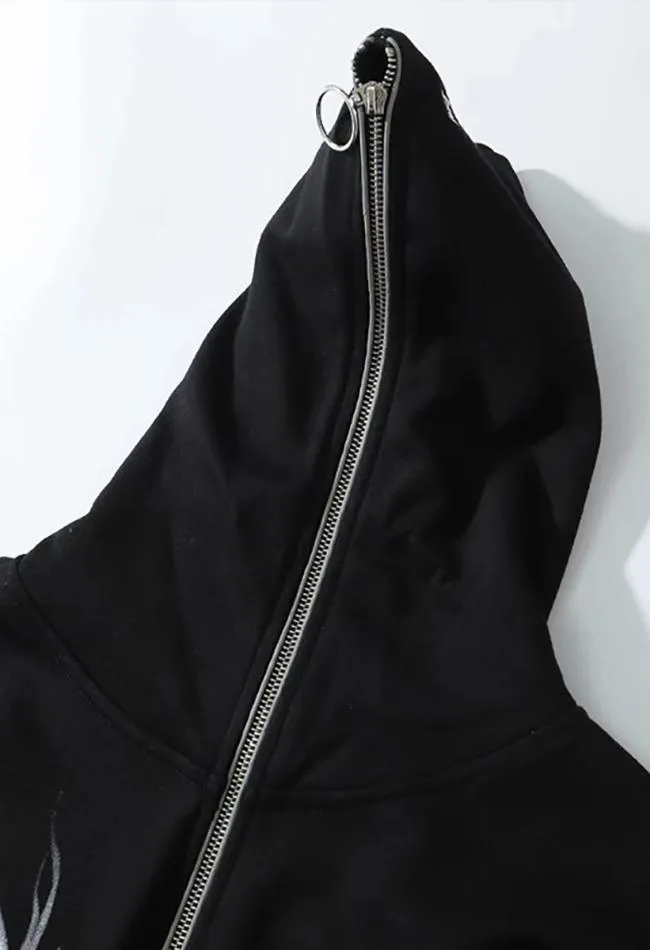 Wenkouban-Spring Casual Outfits Y2K Outfits Zipper Gothic Print Oversized Hoodie
