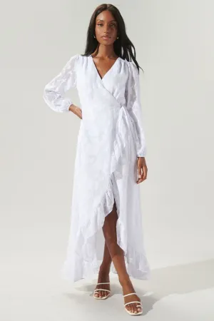 White Zola Floral Burnout Gemini Hi Low Wrap Dress