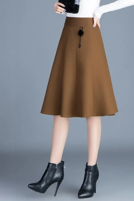Wool thickened skirt large a-line skirt pleated skirt S073