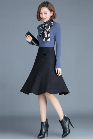Wool thickened skirt large a-line skirt pleated skirt S073