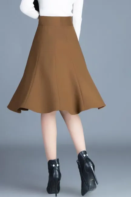 Wool thickened skirt large a-line skirt pleated skirt S073