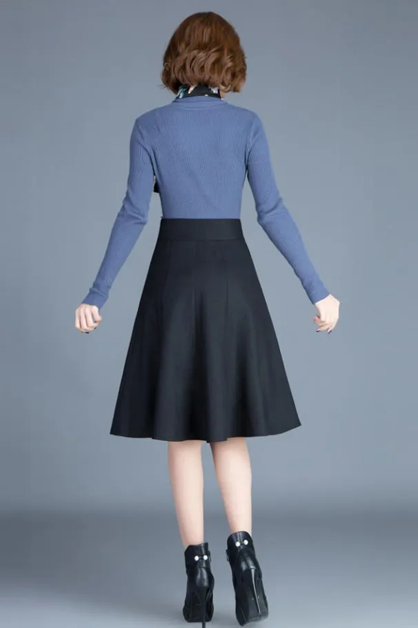 Wool thickened skirt large a-line skirt pleated skirt S073