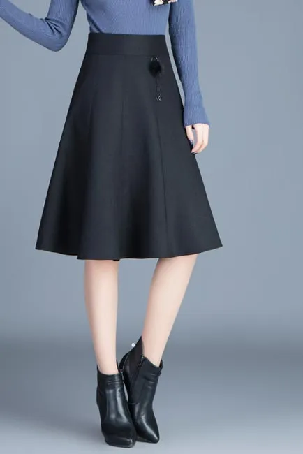 Wool thickened skirt large a-line skirt pleated skirt S073