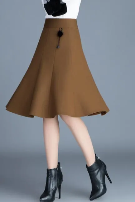 Wool thickened skirt large a-line skirt pleated skirt S073