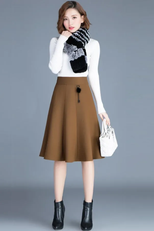 Wool thickened skirt large a-line skirt pleated skirt S073